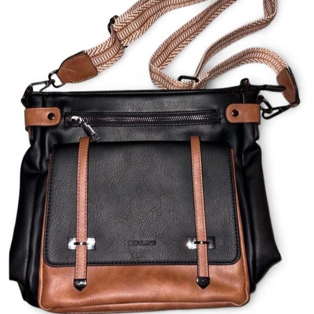 Roulens Two-Tone Crossbody Messenger Bag